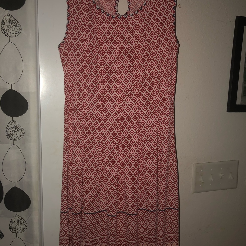 Sleeveless red, white, blue dress